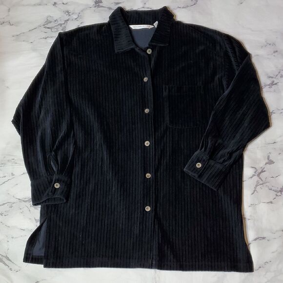 Victoria's Secret Black Velvet Button Down Shirt - Picture 1 of 5